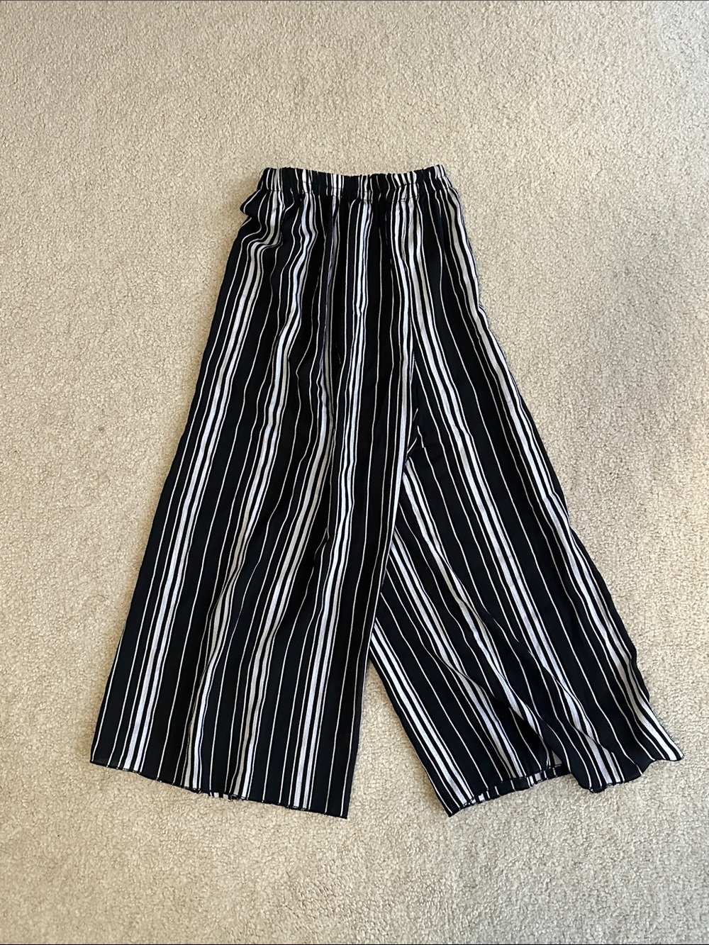 Black and White Vertical Stripe Wide Leg Pants